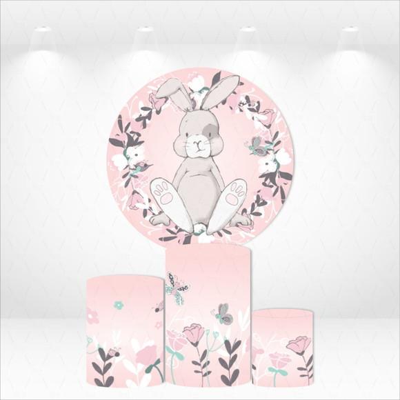 PAINEL REDONDO + KIT DE CAPAS DE CILINDROS COELHO FLORAL