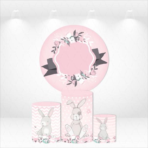 PAINEL REDONDO + KIT DE CAPAS DE CILINDROS COELHO FLORAL