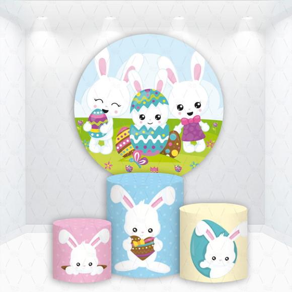 Painel Redondo + Kit de Capas de Cilindros Coelho Pascoa