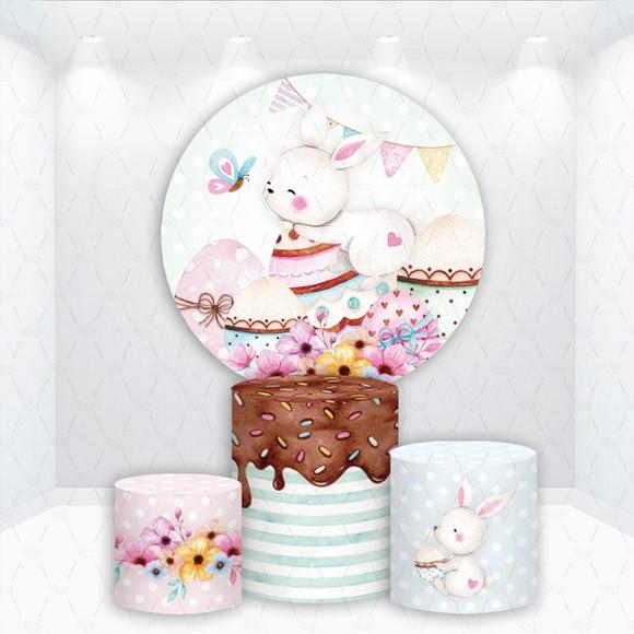 Painel Redondo + Kit de Capas de Cilindros Coelho Pascoa