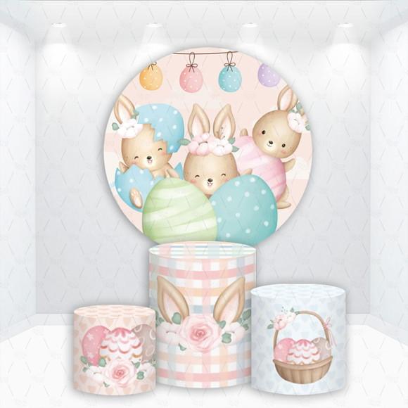 Painel Redondo + Kit de Capas de Cilindros Coelho Pascoa