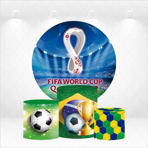 Painel Redondo + Kit de Capas de Cilindros Copa do Mundo