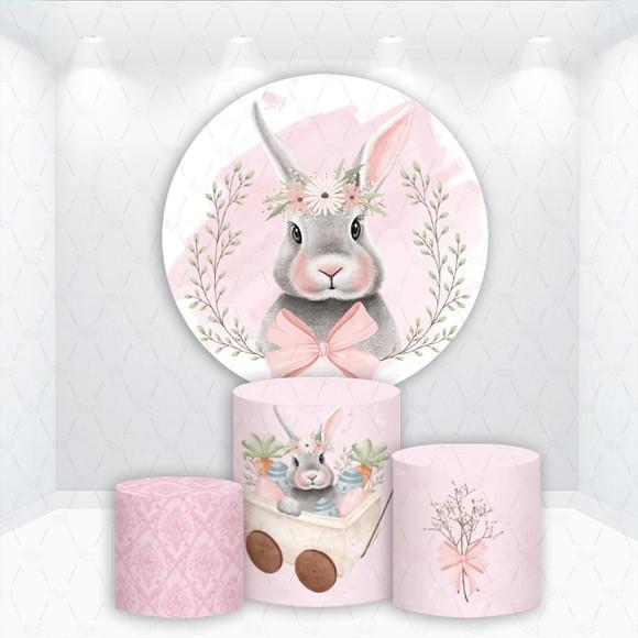 Painel Redondo + Kit de Capas de Cilindros Coelho Pascoa