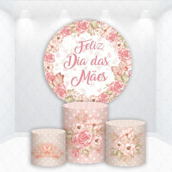 Painel Redondo + Kit de Capas de Cilindros Dia das Mães