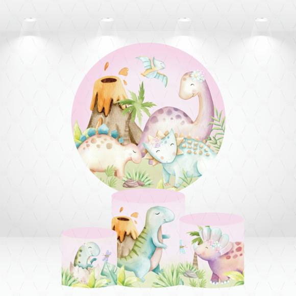 Painel Redondo + Kit de Capas de Cilindros Dinossauras