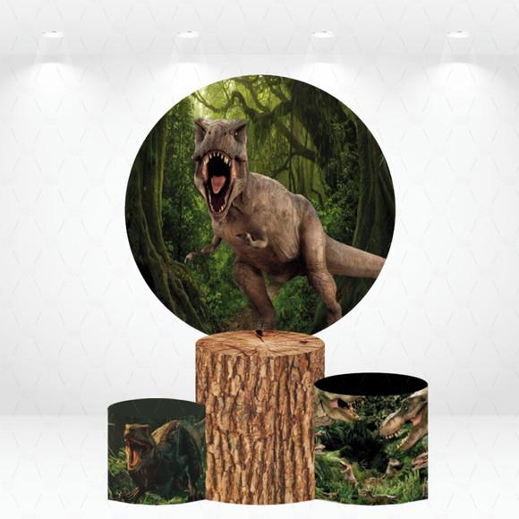 Painel Redondo + Kit de Capas de Cilindros Dinossauros