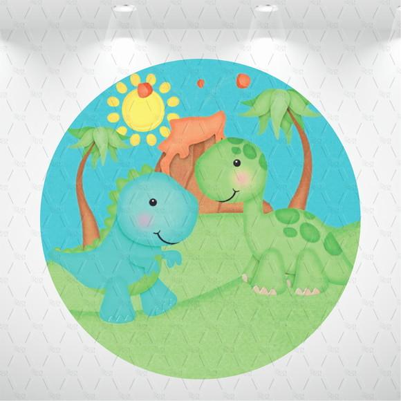 Painel Redondo + Kit De Capas De Cilindros Dinossauros