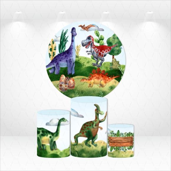 PAINEL REDONDO + KIT DE CAPAS DE CILINDROS DINOSSAUROS