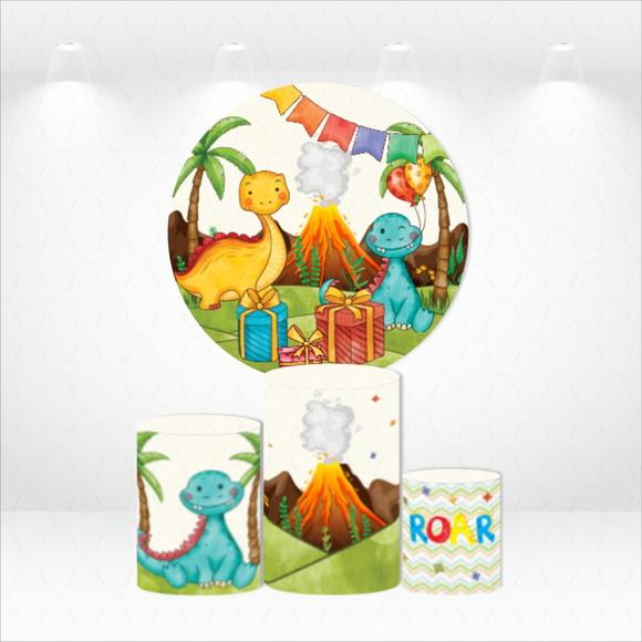 PAINEL REDONDO + KIT DE CAPAS DE CILINDROS DINOSSAUROS