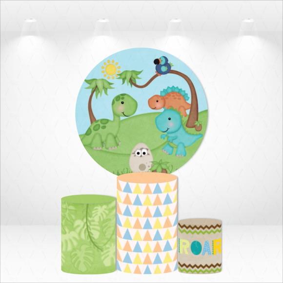 PAINEL REDONDO + KIT DE CAPAS DE CILINDROS DINOSSAUROS