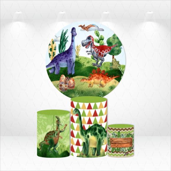 PAINEL REDONDO + KIT DE CAPAS DE CILINDROS DINOSSAUROS