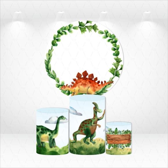 PAINEL REDONDO + KIT DE CAPAS DE CILINDROS DINOSSAUROS