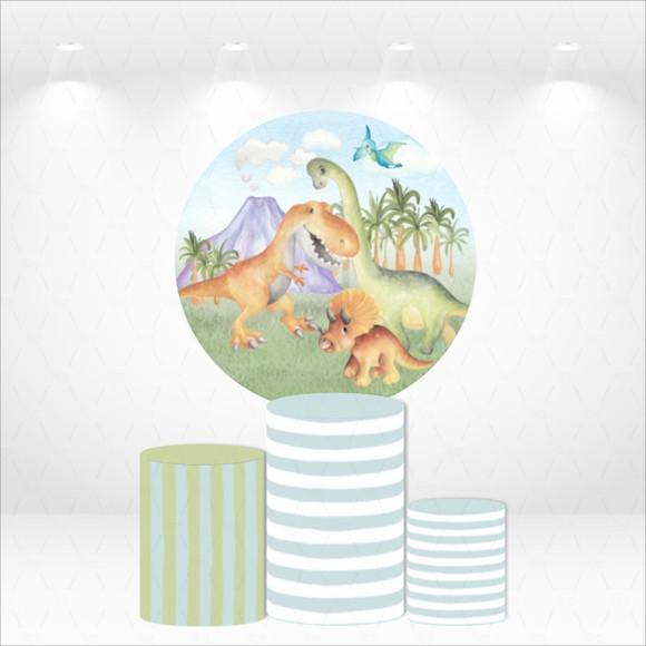 PAINEL REDONDO + KIT DE CAPAS DE CILINDROS DINOSSAUROS