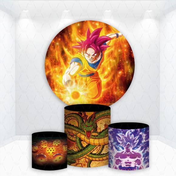 Painel Redondo + Kit de Capas de Cilindros Dragon Ball