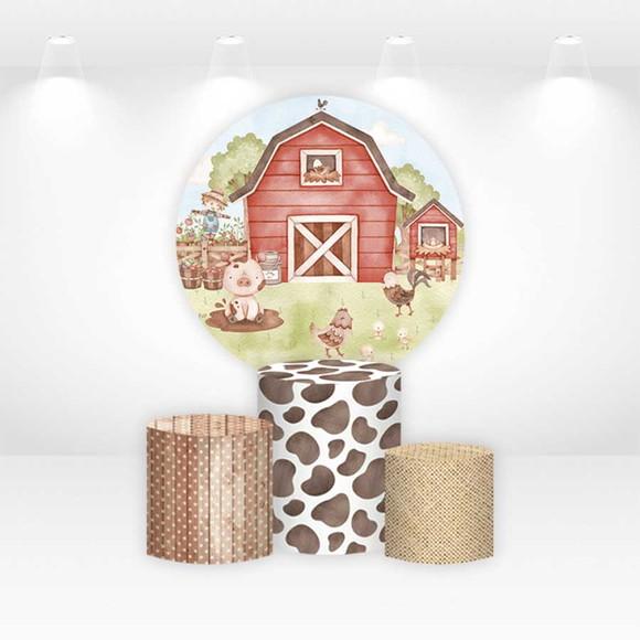 Painel Redondo + Kit de Capas de Cilindros Fazendinha