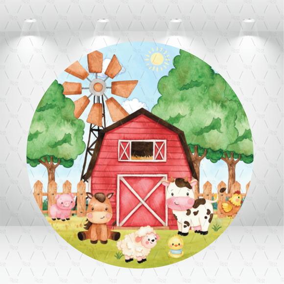 Painel Redondo + Kit de Capas de Cilindros Fazendinha