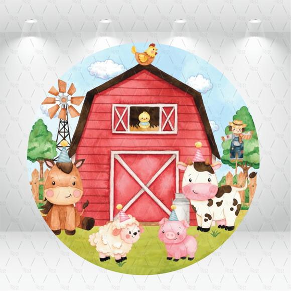 Painel Redondo + Kit de Capas de Cilindros Fazendinha