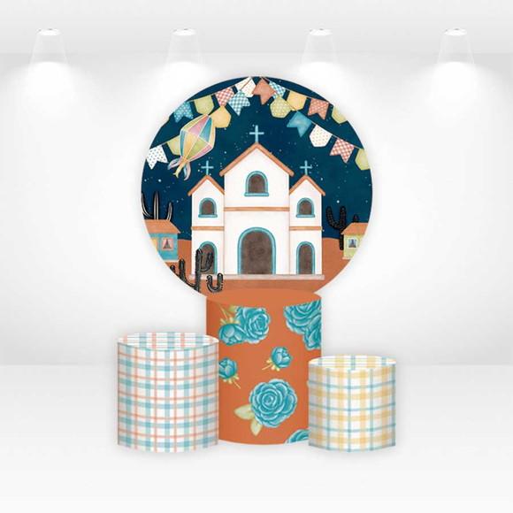 Painel Redondo + Kit de Capas de Cilindros Festa Junina