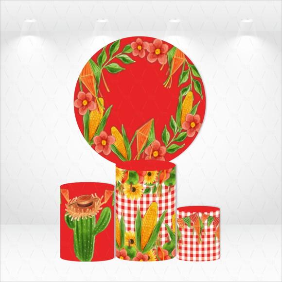 PAINEL REDONDO + KIT DE CAPAS DE CILINDROS FESTA JUNINA
