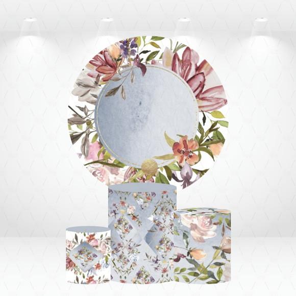 Painel Redondo + Kit de Capas de Cilindros Floral