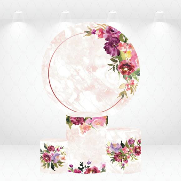 Painel Redondo + Kit de Capas de Cilindros Floral