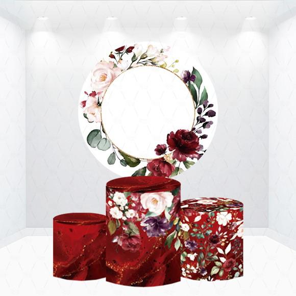 Painel Redondo + Kit de Capas de Cilindros Floral