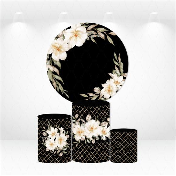 PAINEL REDONDO + KIT DE CAPAS DE CILINDROS FLORAL