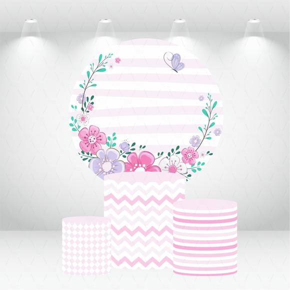 PAINEL REDONDO + KIT DE CAPAS DE CILINDROS FLORAL