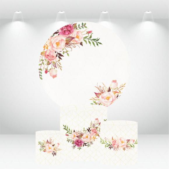 PAINEL REDONDO + KIT DE CAPAS DE CILINDROS FLORAL