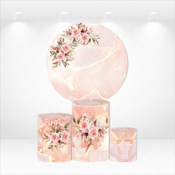 PAINEL REDONDO + KIT DE CAPAS DE CILINDROS FLORAL MARMORE