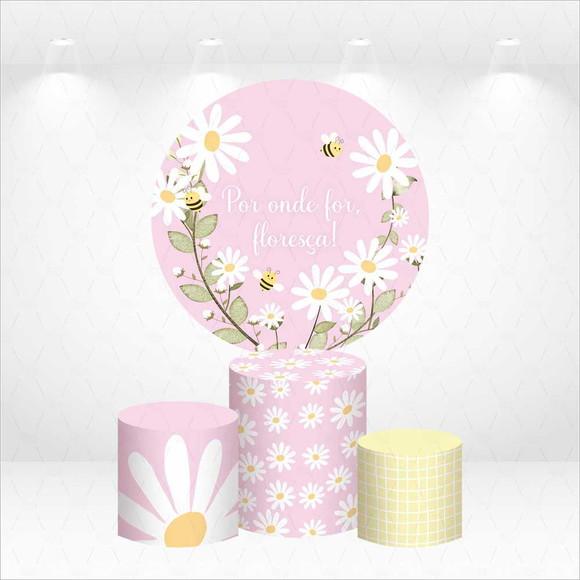 Painel Redondo + Kit de Capas de Cilindros Floresça