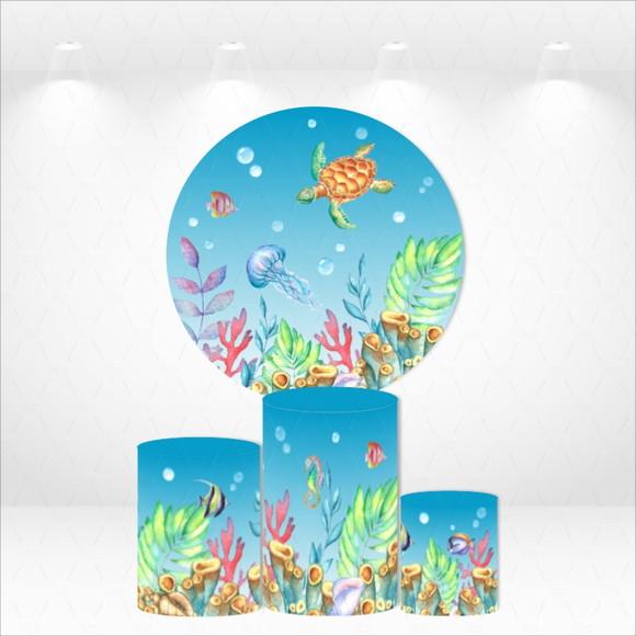 PAINEL REDONDO + KIT DE CAPAS DE CILINDROS FUNDO DO MAR
