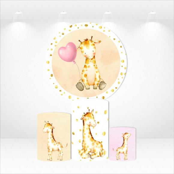 Painel Redondo + Kit de Capas de Cilindros Girafinha