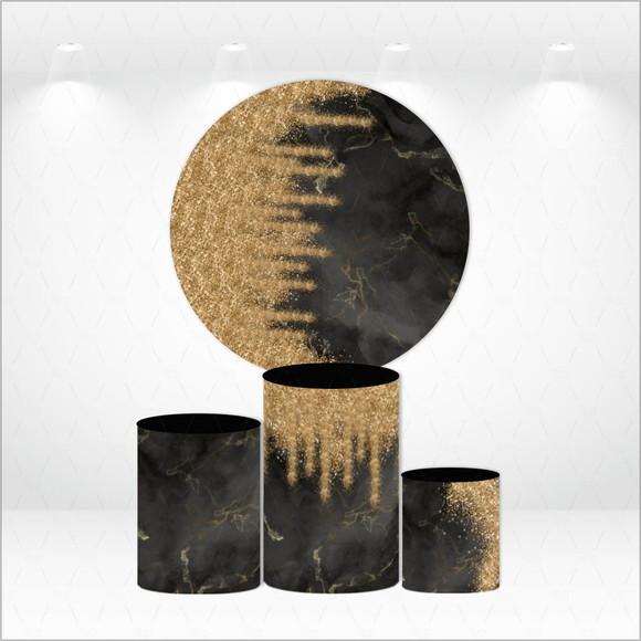 Painel Redondo + Kit de Capas de Cilindros Glitter e Marmore