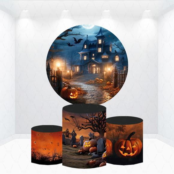 Painel Redondo + Kit de Capas de Cilindros Halloween