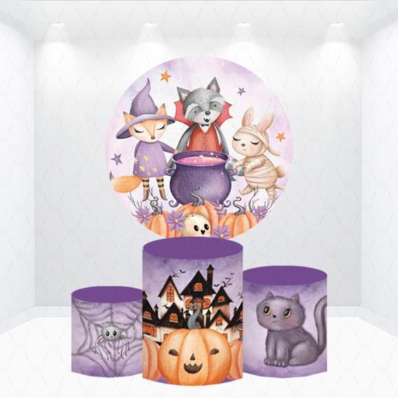 Painel Redondo + Kit de Capas de Cilindros Halloween