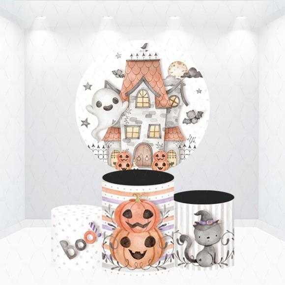 Painel Redondo + Kit de Capas de Cilindros Halloween