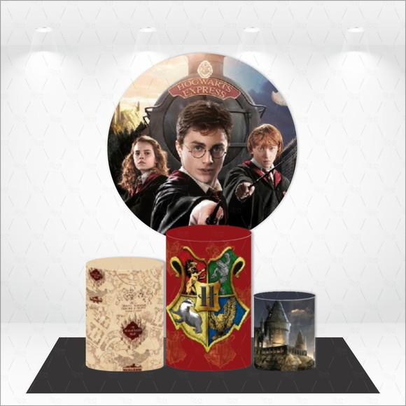 Painel Redondo + Kit de Capas de Cilindros Harry Potter