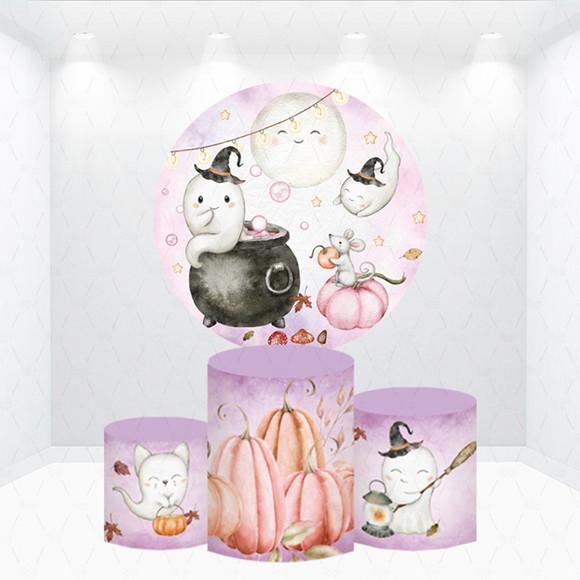 Painel Redondo + Kit de Capas de Cilindros Halloween