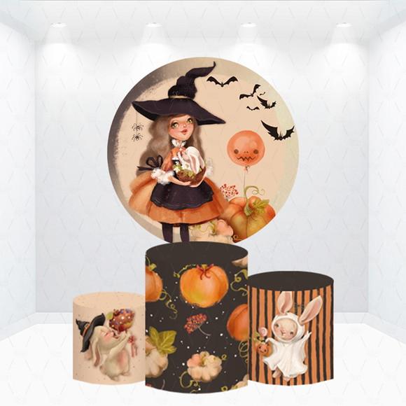 Painel Redondo + Kit de Capas de Cilindros Halloween
