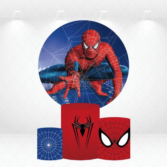 Painel Redondo + Kit de Capas de Cilindros Homem Aranha