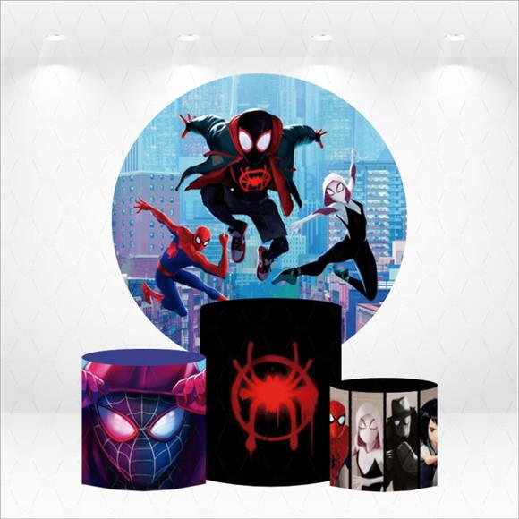 Painel Redondo + Kit de Capas de Cilindros Homem Aranha