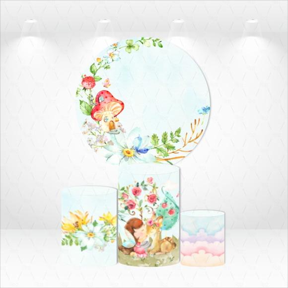 PAINEL REDONDO + KIT DE CAPAS DE CILINDROS JARDIM DAS FADAS