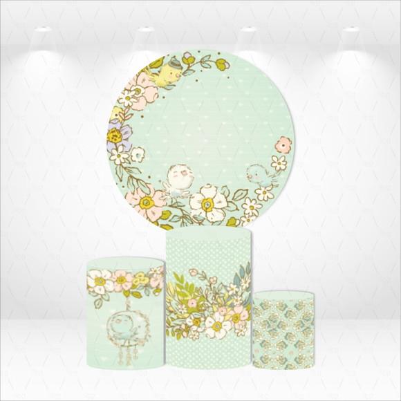 PAINEL REDONDO + KIT DE CAPAS DE CILINDROS JARDIM ENCANTADO