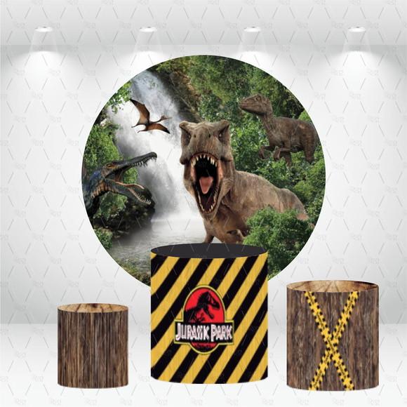 Painel Redondo + Kit De Capas De Cilindros Jurassic Park