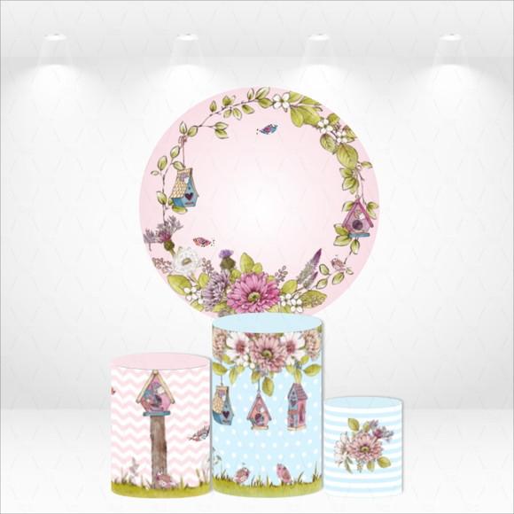 PAINEL REDONDO + KIT DE CAPAS DE CILINDROS JARDIM ENCANTADO