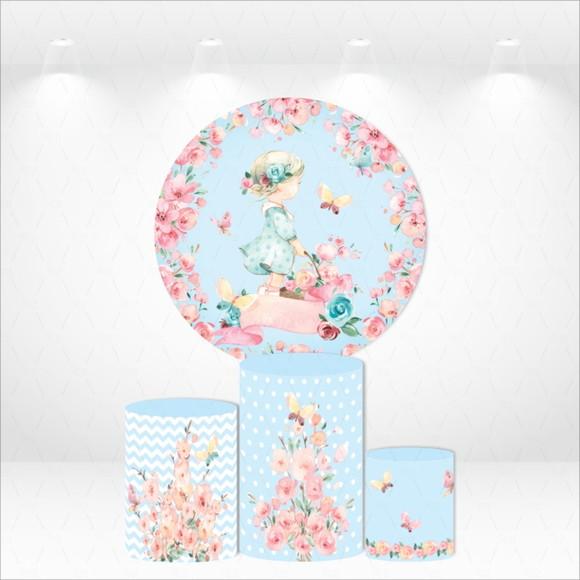 PAINEL REDONDO + KIT DE CAPAS DE CILINDROS JARDIM ENCANTADO