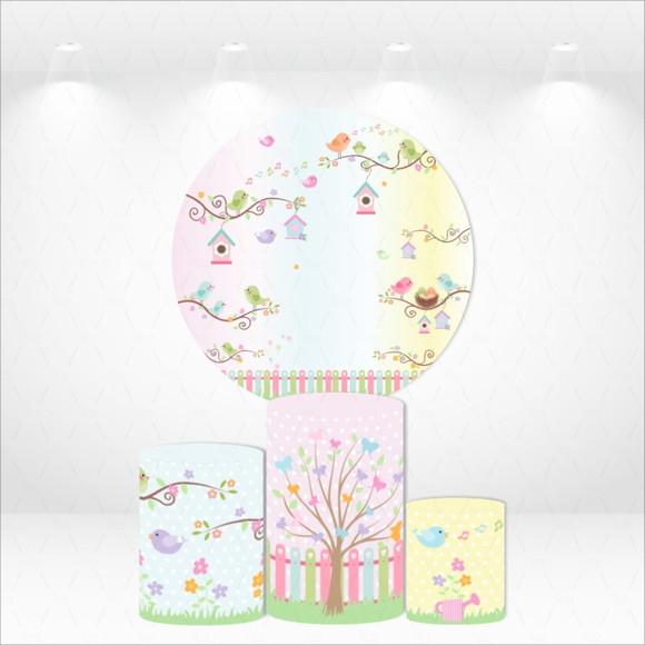 PAINEL REDONDO + KIT DE CAPAS DE CILINDROS JARDIM ENCANTADO