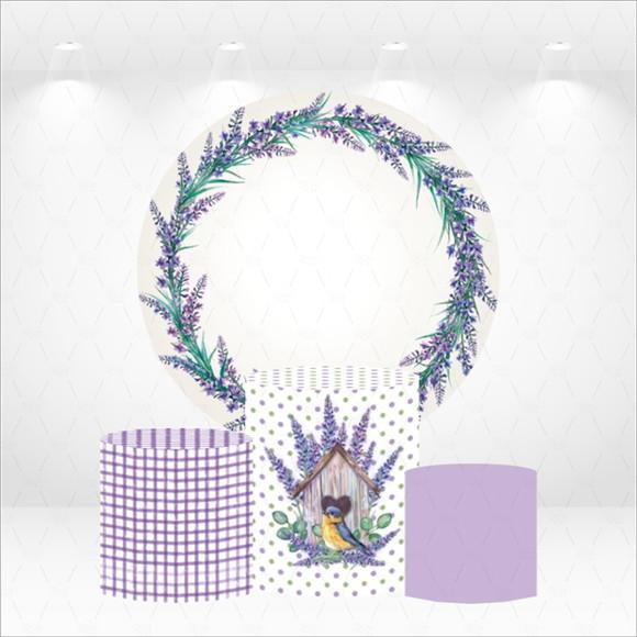 Painel Redondo + Kit de Capas de Cilindros Lavanda