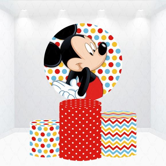 Painel Redondo + Kit de Capas de Cilindros Mickey